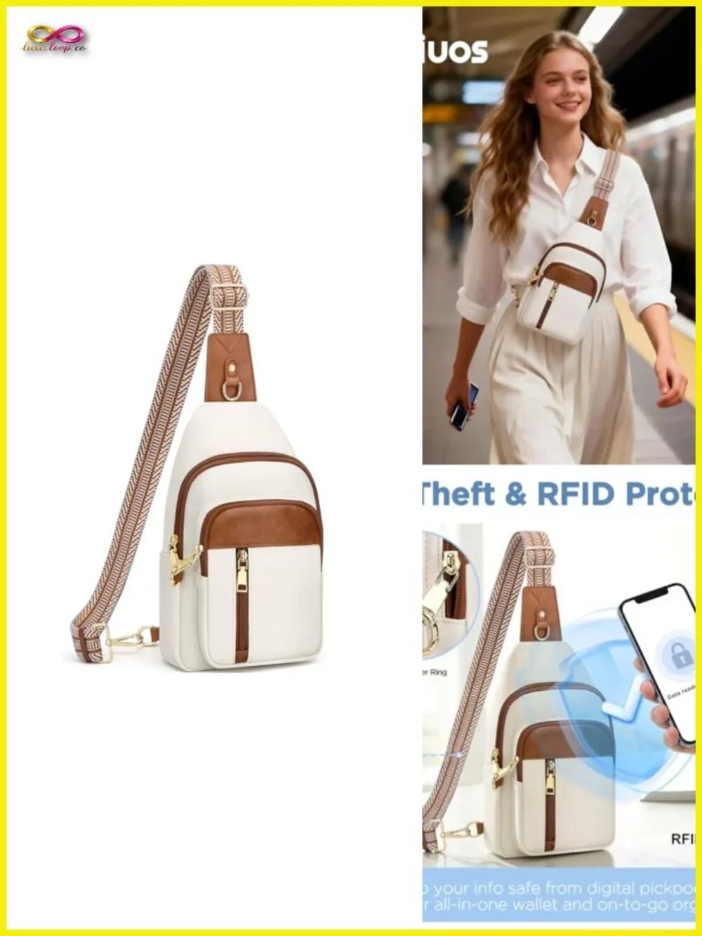 RFID Anti Theft Crossbody Sling Bag Vegan Leather Travel Purse